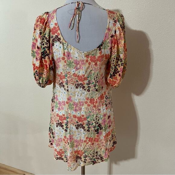 Free People FP Callie Floral Print Tunic Mini Dress in Vintage Combo XS - Picture 6 of 9